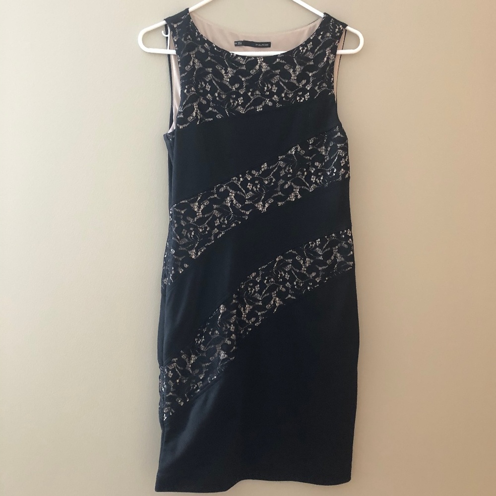 Tan and Black Lace Dress